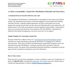 A Call for Accountability: Canada Post’s Distribution of Harmful Anti-Trans Flyers